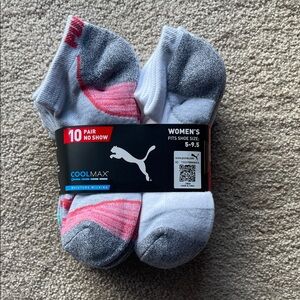 Puma Women's No-Show Socks 10-Pack Sz 5-9.5